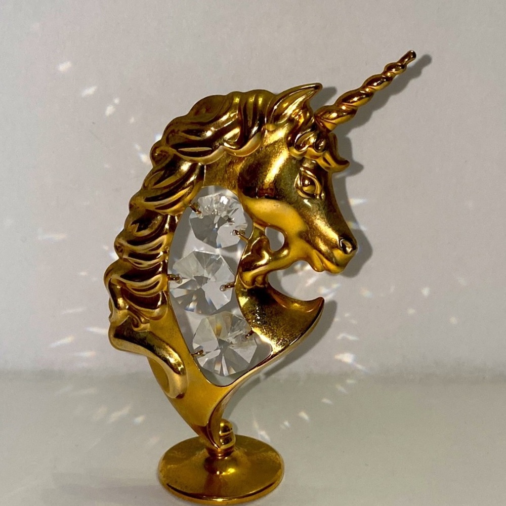 1997 crystal unicorn decor gold tone mystical